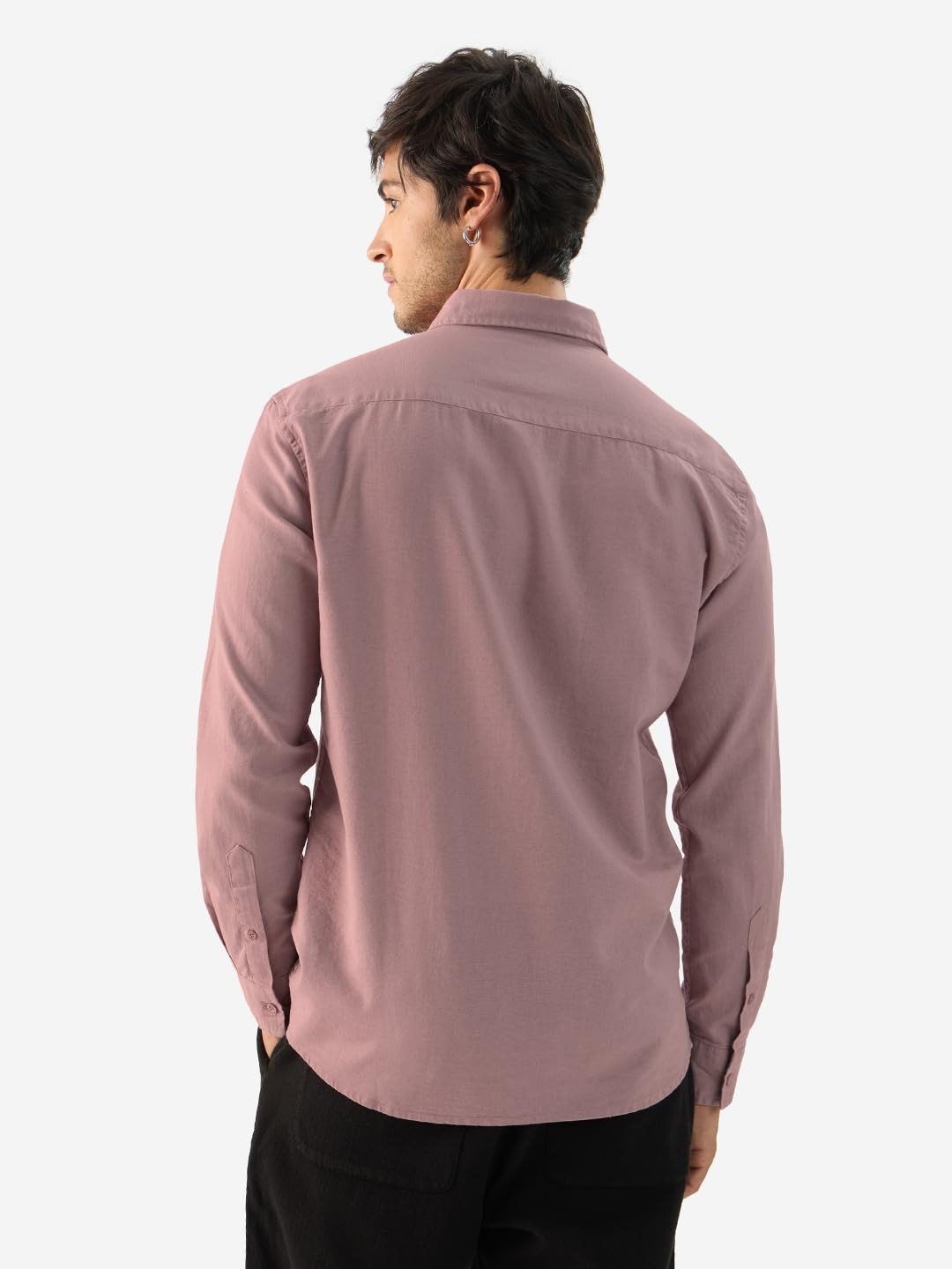 The Souled Store Bold Black Men and Boys Long Sleeve Collared Neck Buttoned Front Regular Fit Cotton Linen Shirts - Image 5